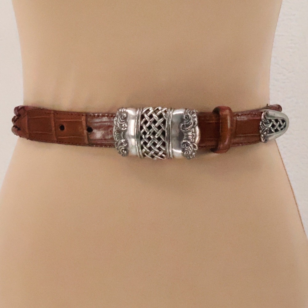 Brighton Vintage 1995 Braided Leather Belt Womens Size S Brown Western Boho